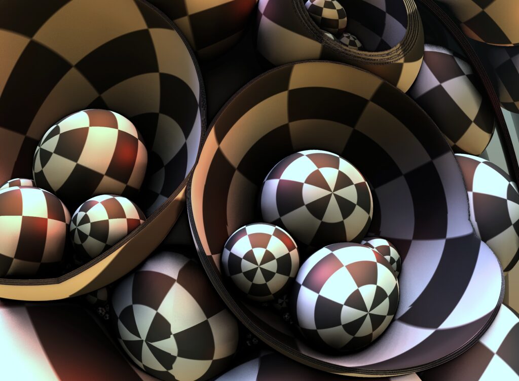 Abstract Checkered Sphere Wallpaper: Intricate 3D Design Background
