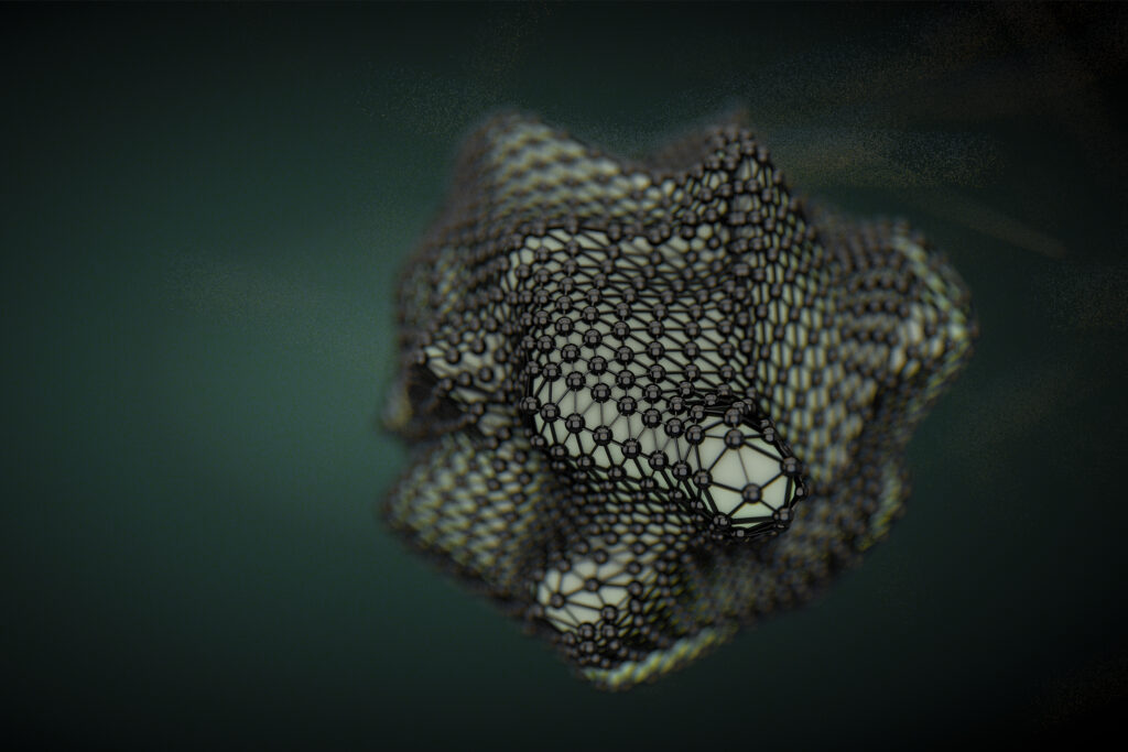 Intricate 3D Geometric Mesh Wallpaper with Abstract Design