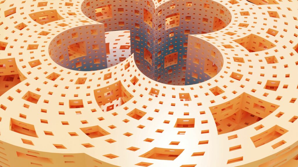 Intricate 3D Maze Wallpaper: Golden Abstract Geometric Background