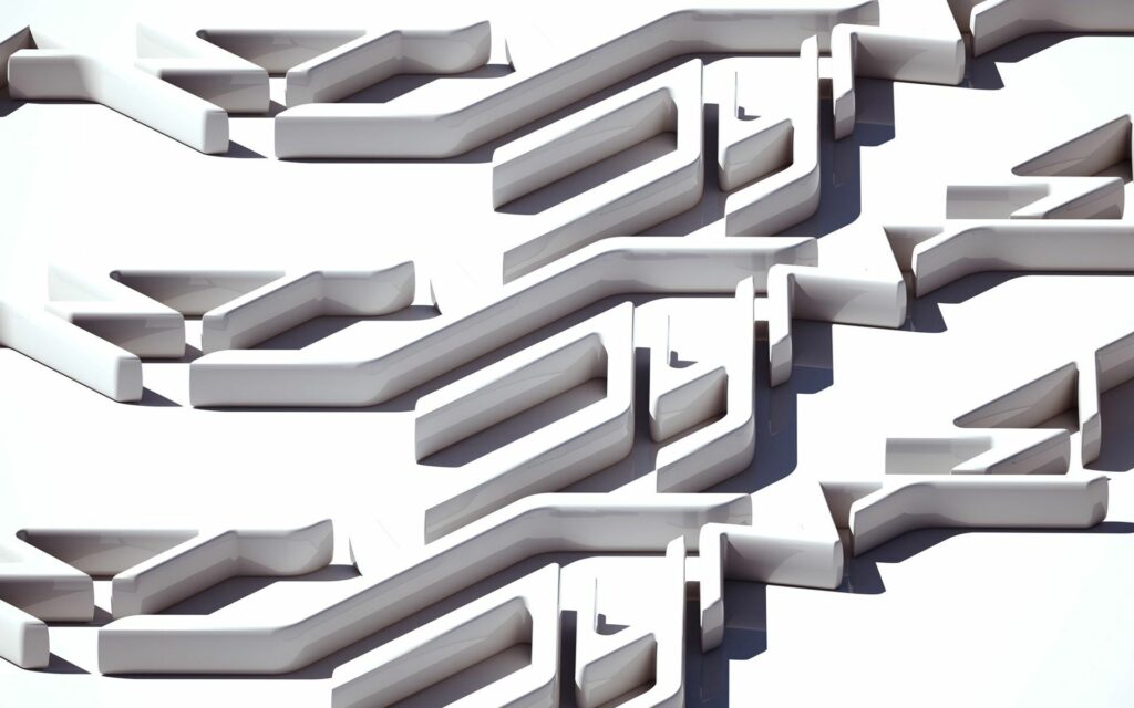 Intricate 3D Maze Wallpaper: Modern White Design Background
