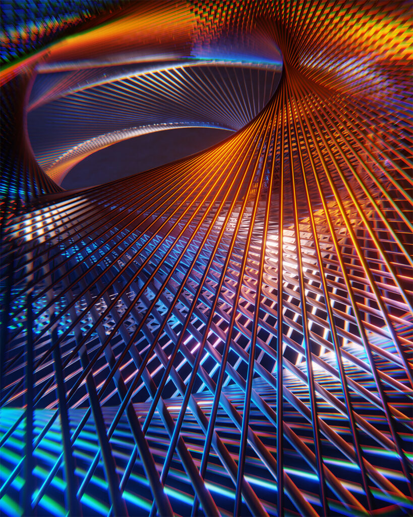 Vibrant 3D Mesh Wallpaper: Intricate Lines & Colors Background