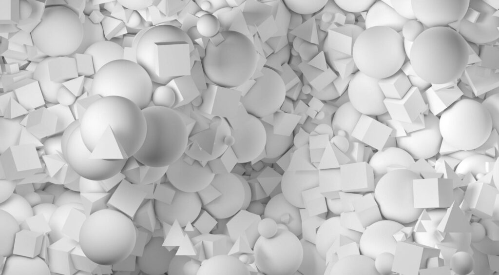 Intricate 3D Platonic Solids Wallpaper: Cubes, Spheres & Tetrahedrons