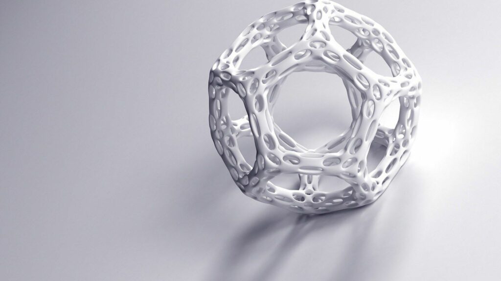 3D Geometric Structure Wallpaper: Intricate Polyhedral Design
