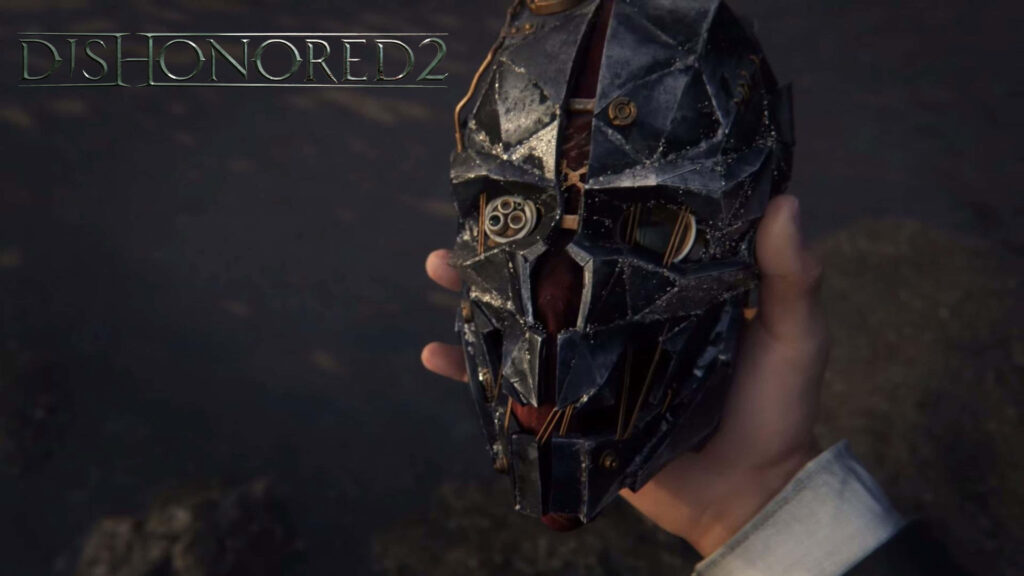 Intricate 4K Dishonored II Wallpaper: Stealthy Mask & Dark Atmosphere