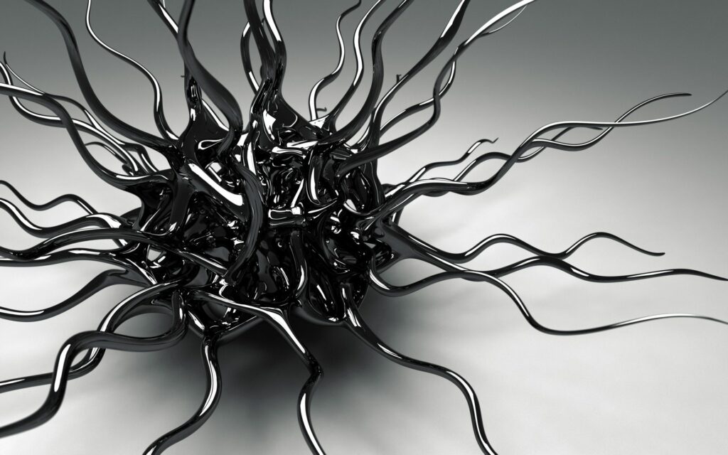 Intricate Black Metallic Tendrils Wallpaper with Modern Gradient Background