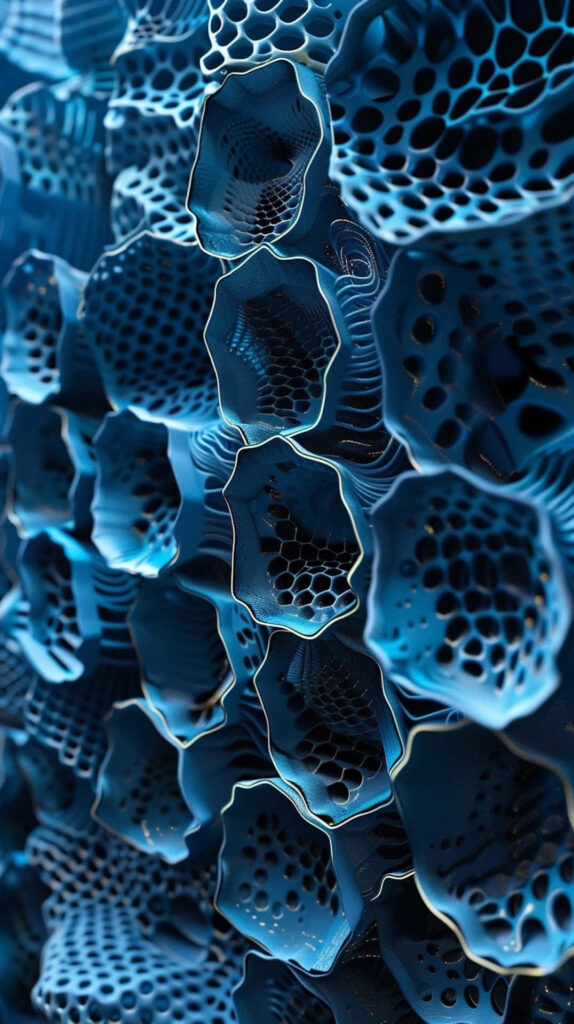 Modern Blue Honeycomb Wallpaper: Intricate 3D Abstract Background