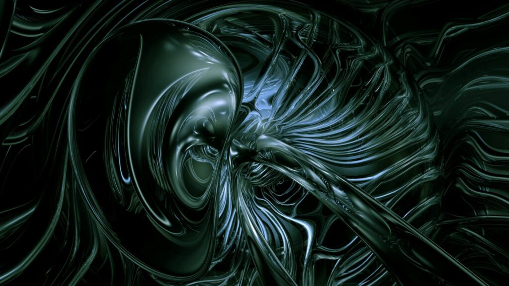 Intricate Abstract Wallpaper: Dark Fluid Shapes & Dynamic Light Reflections