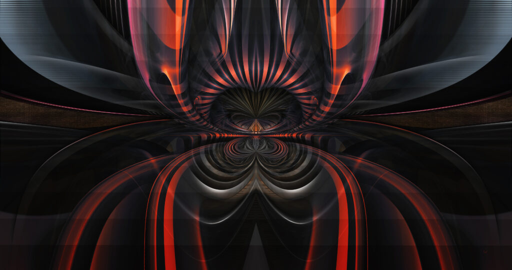 Dark Abstract Wallpaper with Intricate Shapes and Vibrant Highlights