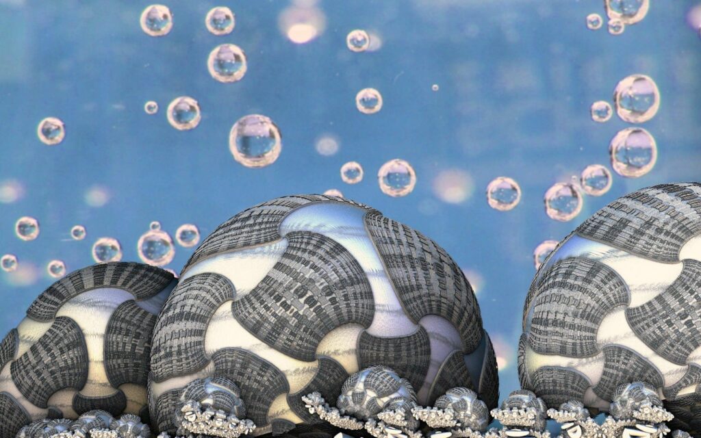 Intricate Abstract Wallpaper: Spherical Patterns & Blue Background