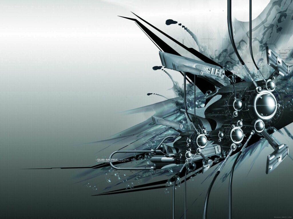 Intricate Abstract Wallpaper with Dark Lines & Metallic Elements