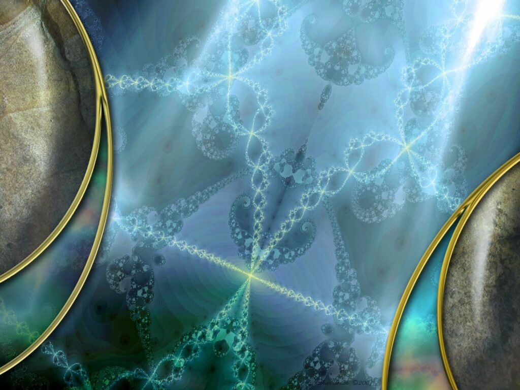 Intricate Abstract Wallpaper with Fractal Patterns and Golden Accents