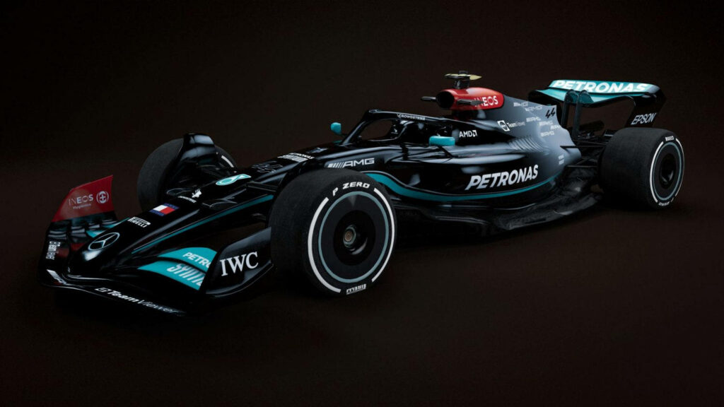 Intricate Mercedes-AMG Petronas Black Formula 1 Car Wallpaper