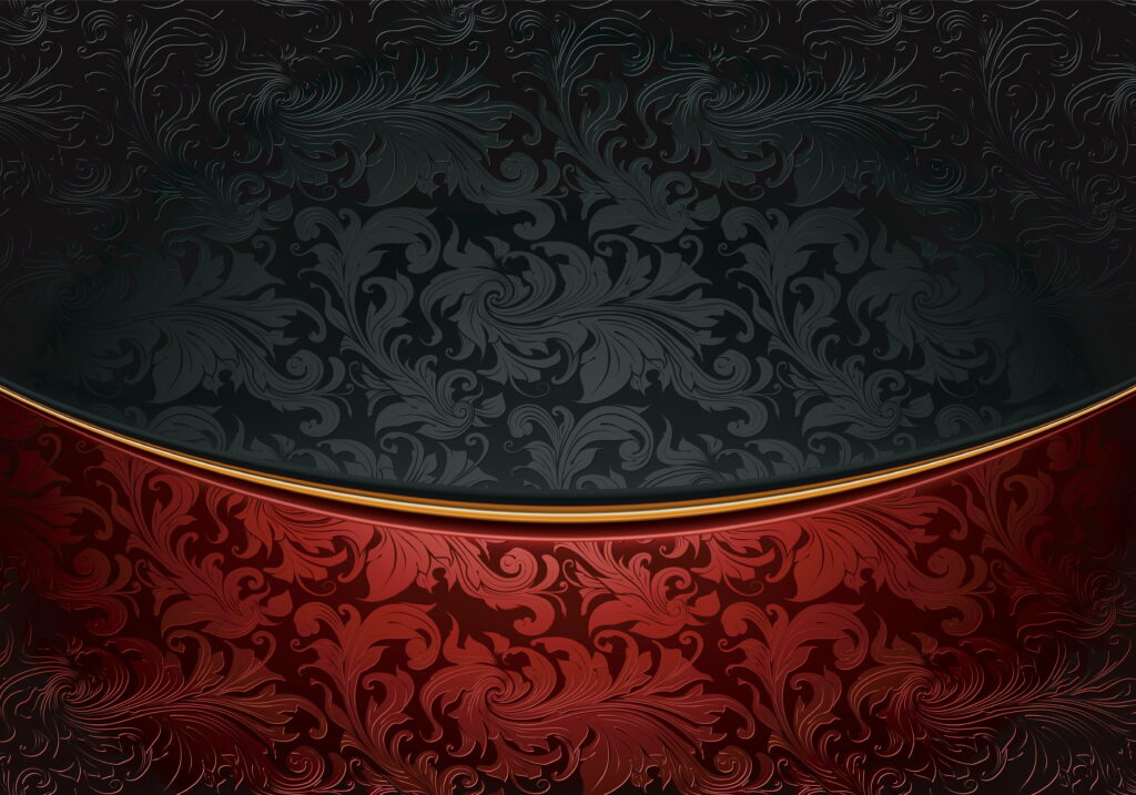 Vintage Vibe: Black and Red Floral Retro Pattern - Elegant Vector Dark Ornament for Stunning 4K Wallpaper Background