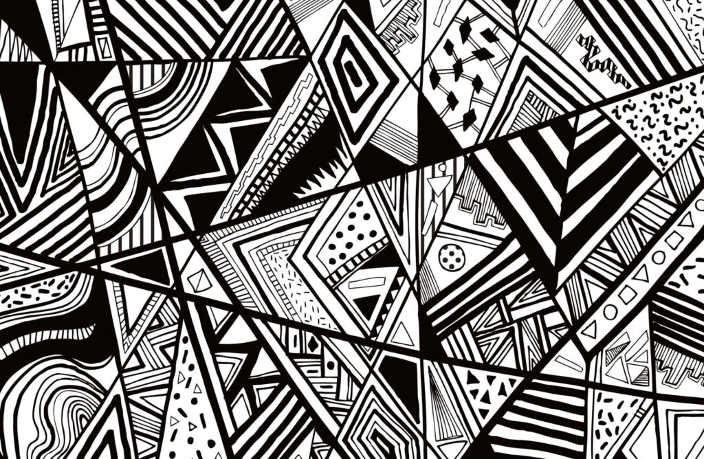 Intricate Black and White Abstract Geometric Wallpaper Background