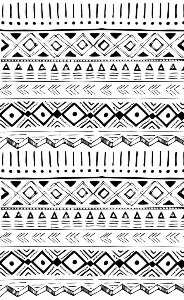 Intricate Black & White Aztec Geometric Pattern Wallpaper Background