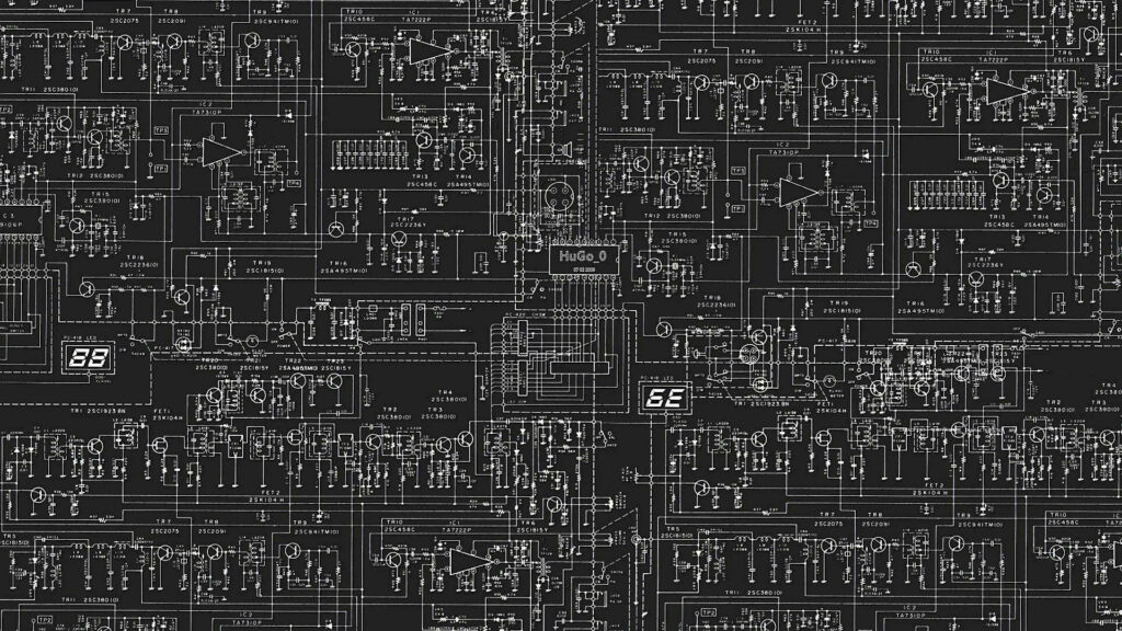 Intricate Black and White Circuit Board Wallpaper for Tech Lovers