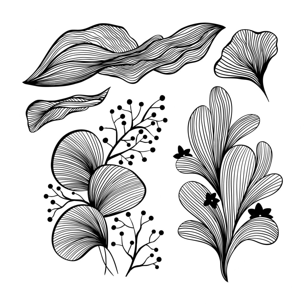 Elegant Black & White Leaf Wallpaper: Intricate Nature-Inspired Design