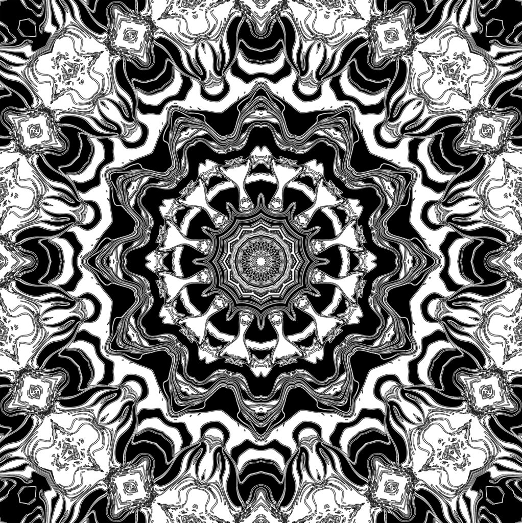 Intricate Black and White Fractal Mandala Wallpaper Background