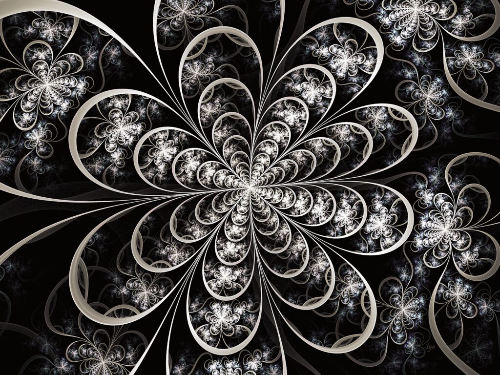 Mesmerizing Black & White Fractal Wallpaper: Intricate Abstract Design