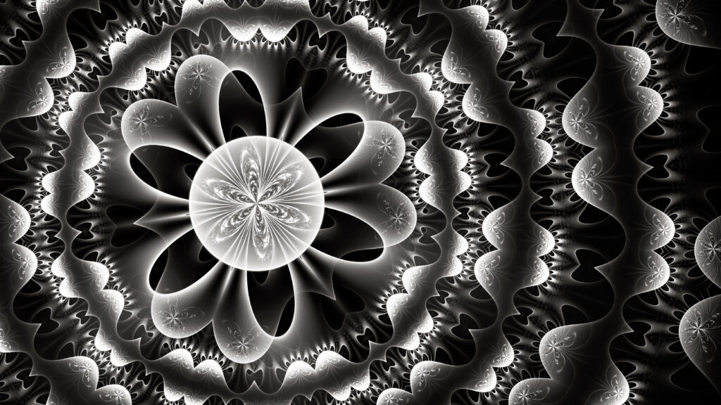 Intricate Black and White Fractal Design Wallpaper Background