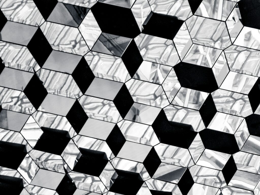 Abstract Black and White Geometric Cube Wallpaper Background
