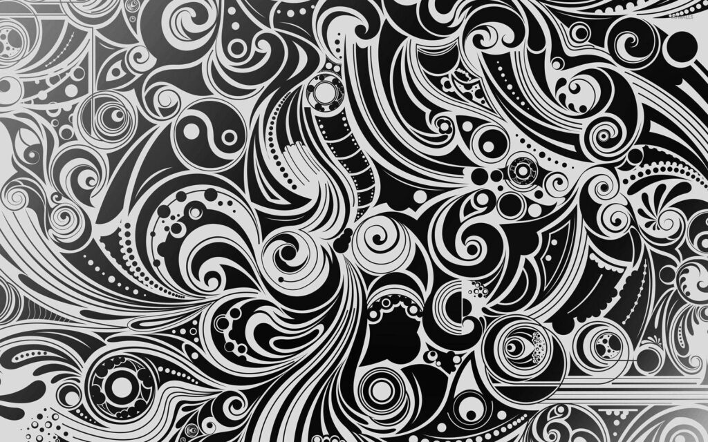 Intricate Black and White Swirling Pattern Wallpaper Background