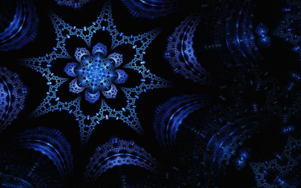 Intricate Blue Fractal Flower Wallpaper - 1920x1200 Dark Background