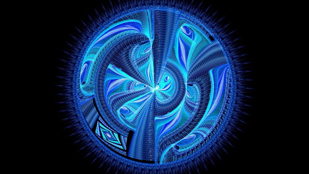 Intricate Blue Fractal Wallpaper - 3840x2160 Circular Design