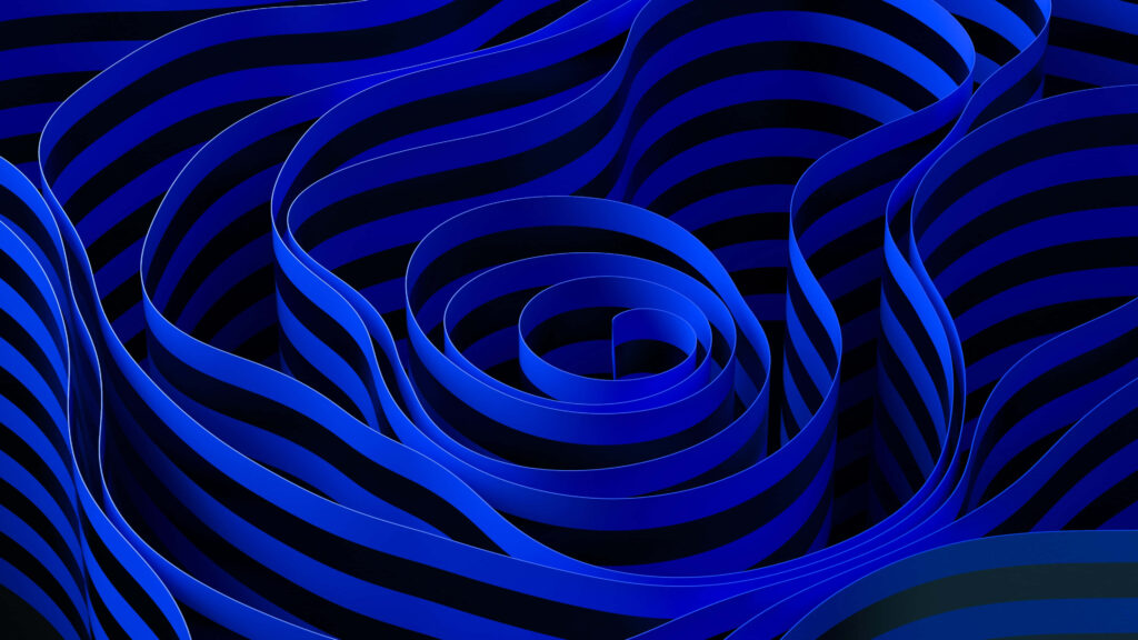 Captivating Blue Ribbons Abstract Wallpaper on Black Background