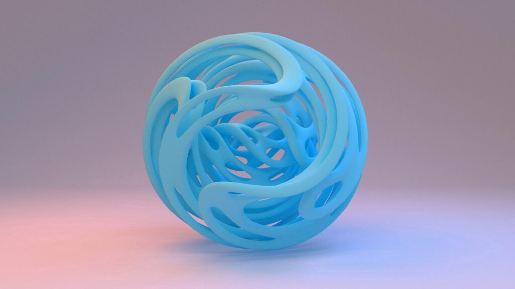 Tranquil Blue Sphere Wallpaper with Pink-Purple Gradient Background
