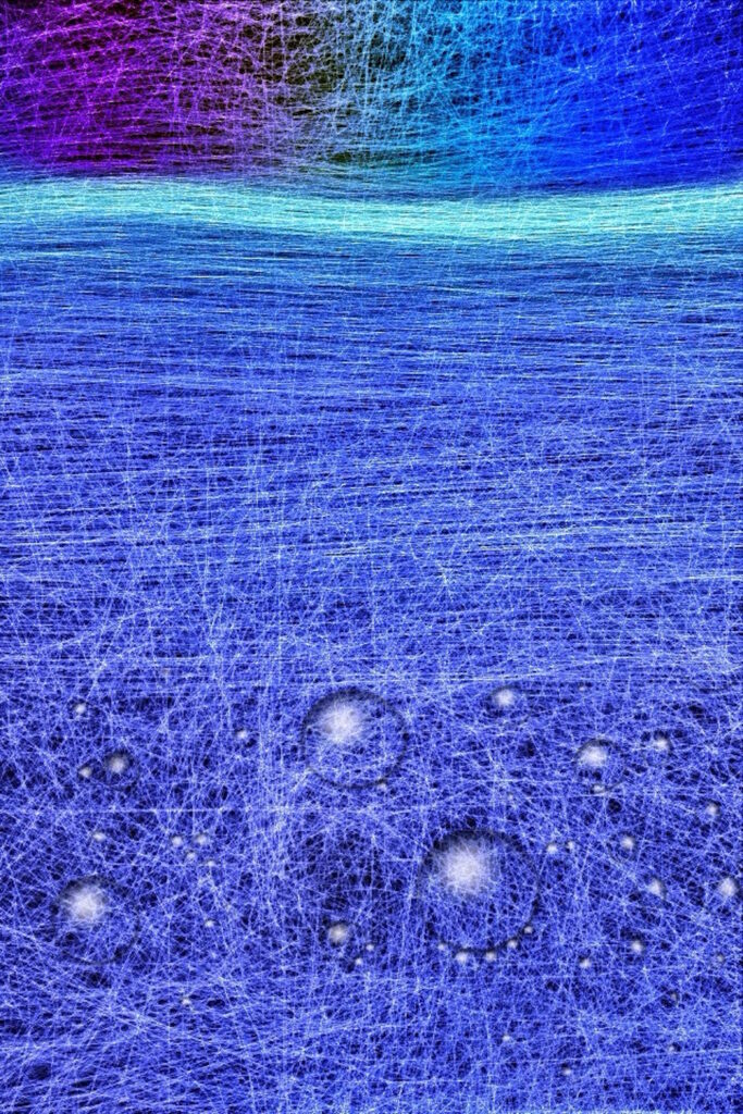 Intricate Blue & Purple Abstract Wallpaper with Floating Drops