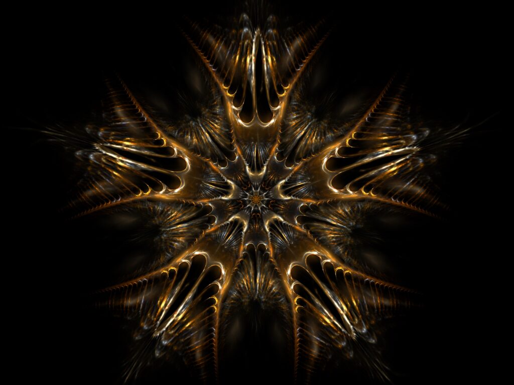 Intricate Brown Fractal Wallpaper: Symmetrical Abstract Design
