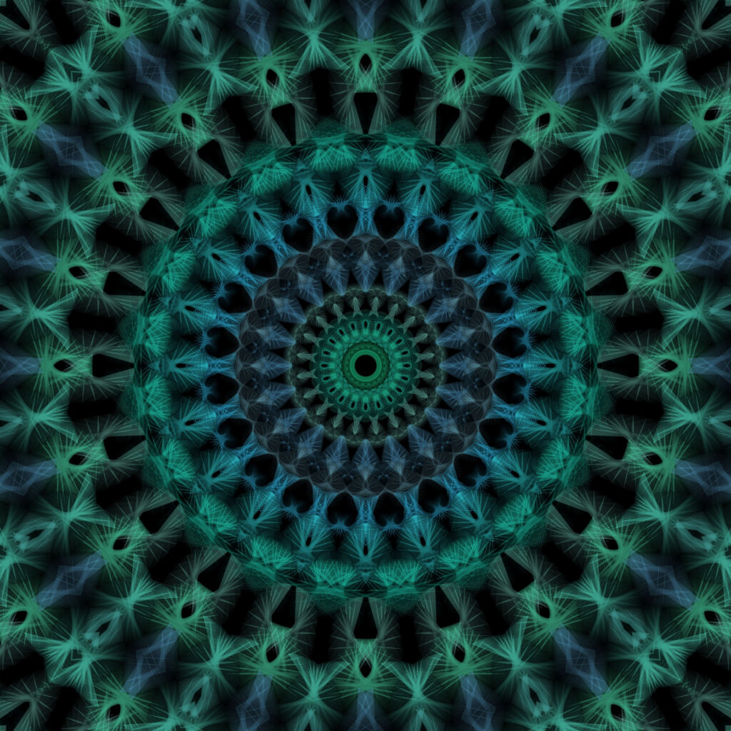 Intricate Concentric Circles: Dark Green & Blue Geometric Wallpaper
