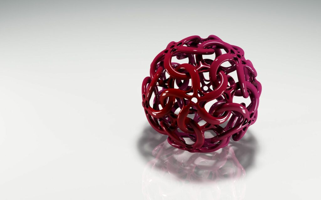 Intricate Dark Red Spiral Ball Wallpaper - Modern Minimalist Background