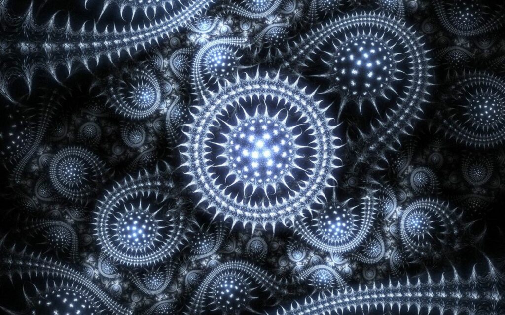 Intricate Dark Wallpaper: Geometric Patterns & Glowing Elements