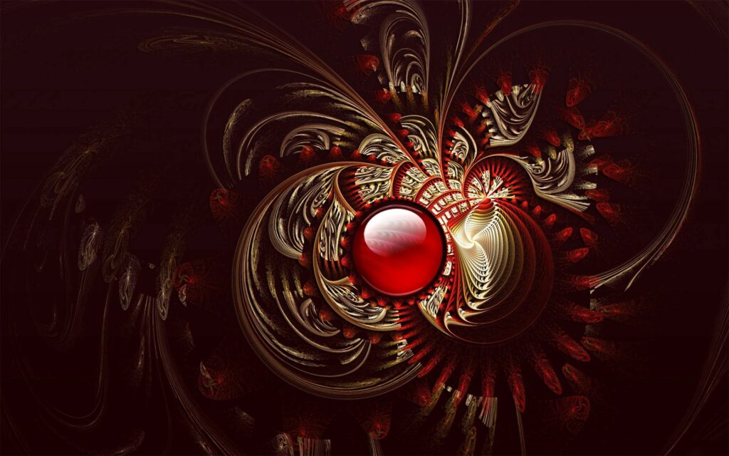 Intricate Dark Background Wallpaper with Luminous Red Ball