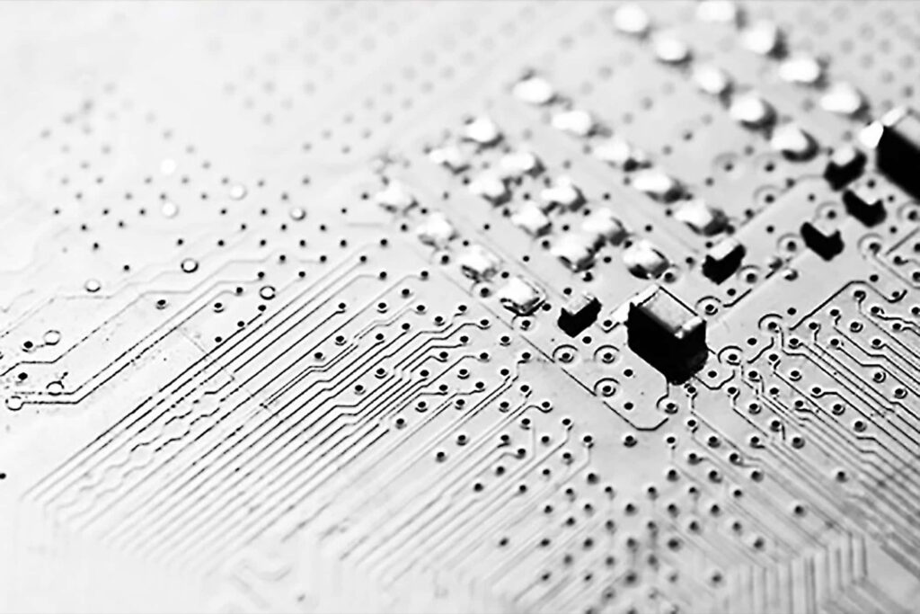Close-Up Electronic Circuit Board Wallpaper - Modern Tech Design