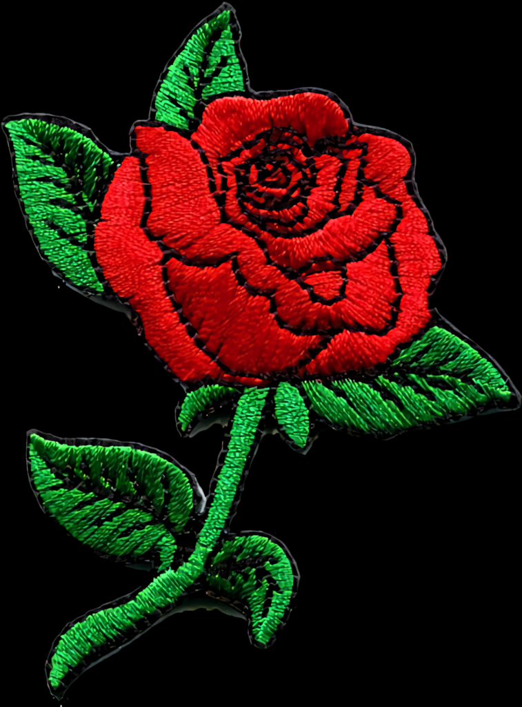 Intricate Red Rose Embroidered Patch on Transparent Background Wallpaper