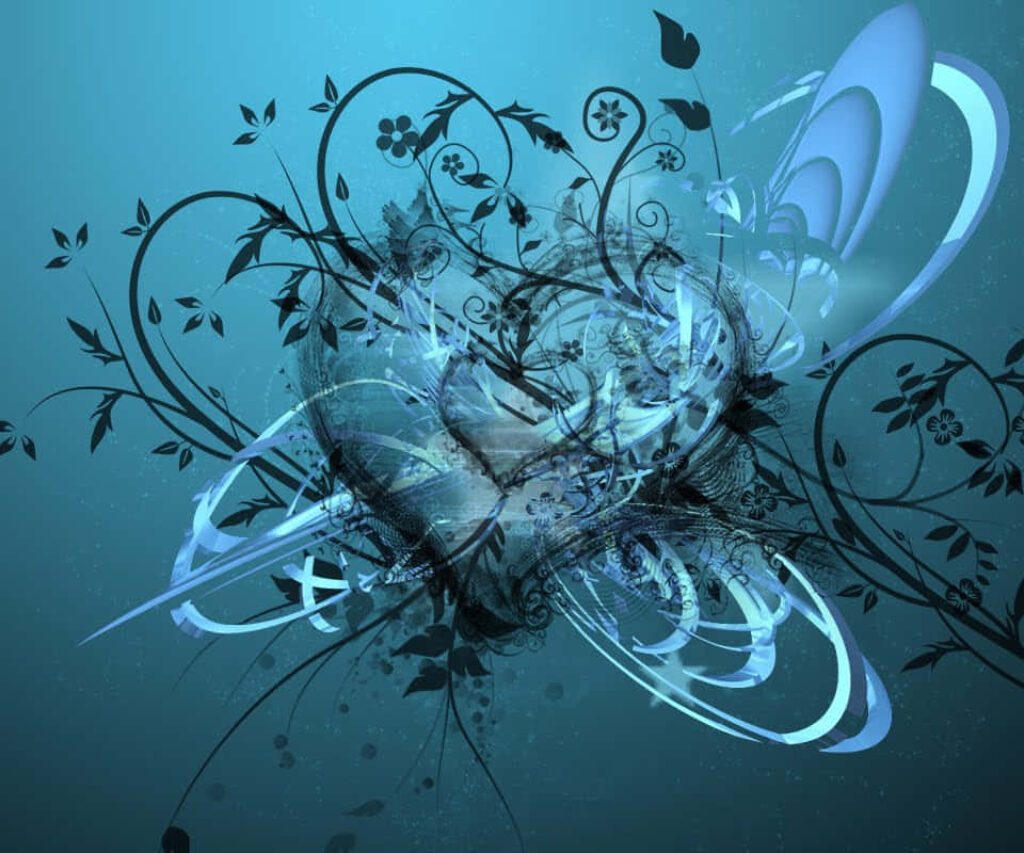 Serene Blue Floral & Abstract Wallpaper: Captivating Aesthetic Background