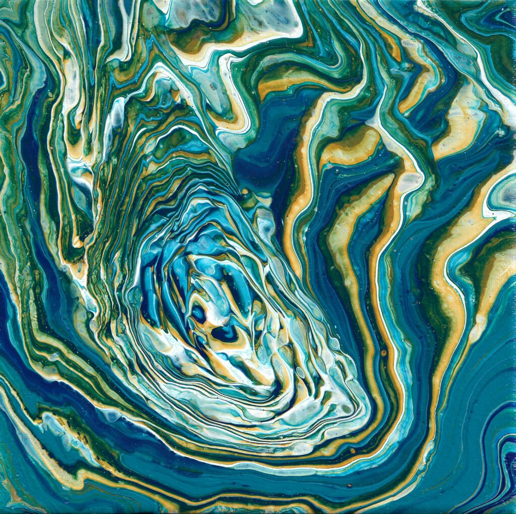 Vibrant Fluid Art Wallpaper: Mesmerizing Blue & Green Patterns