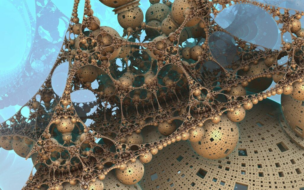 Intricate Fractal Wallpaper: Detailed Designs on Soothing Blue Background