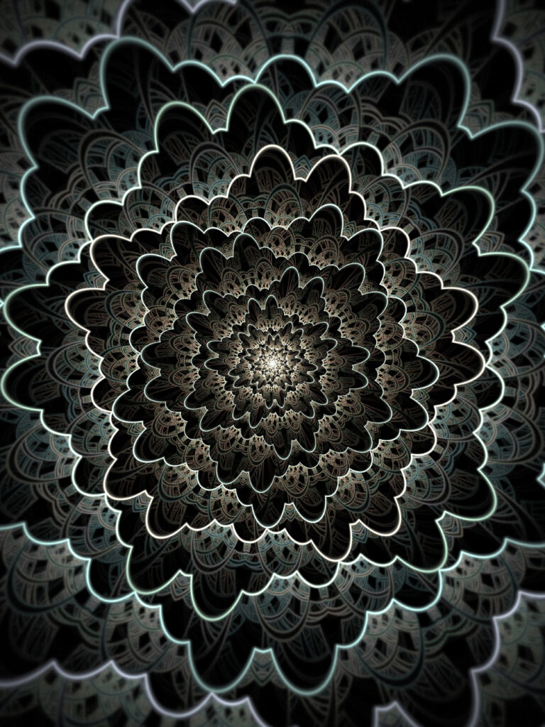 Intricate Fractal Wallpaper: Glowing Abstract Design on Dark Background
