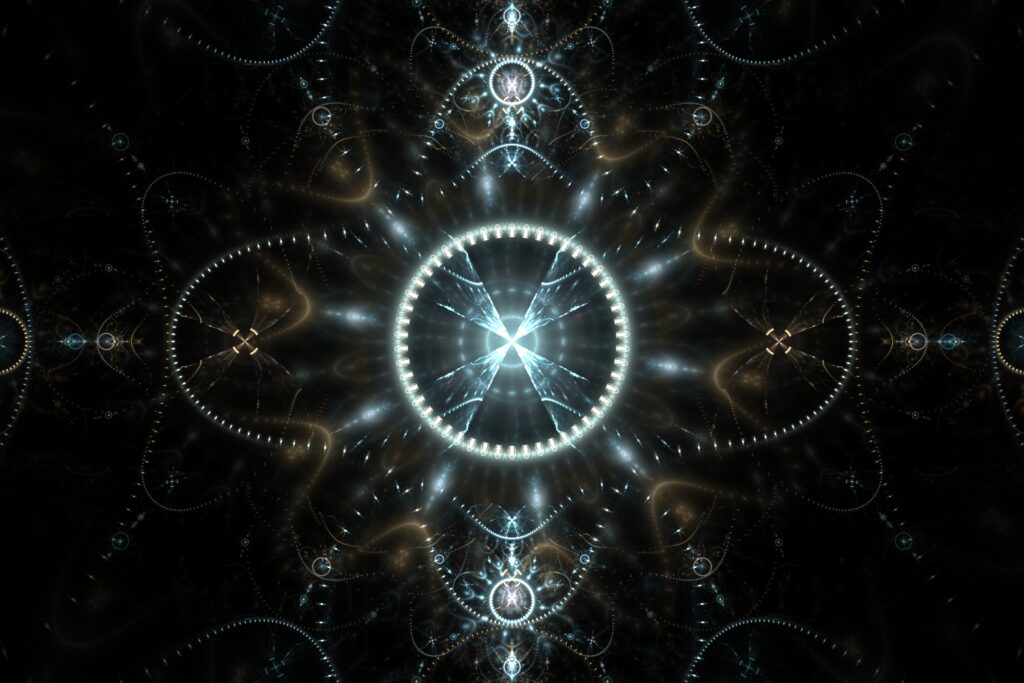 Intricate Fractal Design Wallpaper: Glowing Lines & Brilliant Circles
