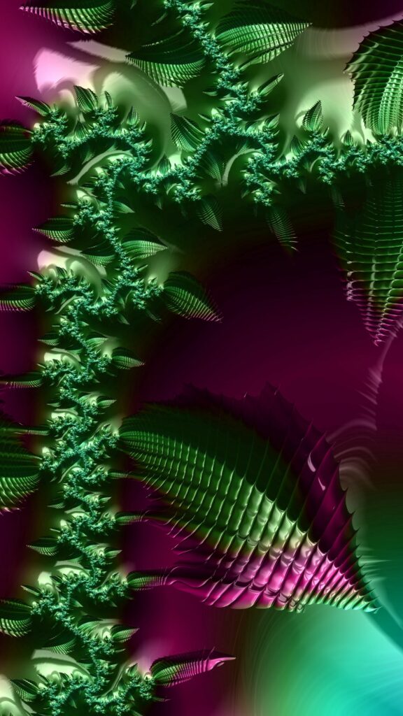 Intricate Green & Purple Fractal Wallpaper - 2160x3840 Background