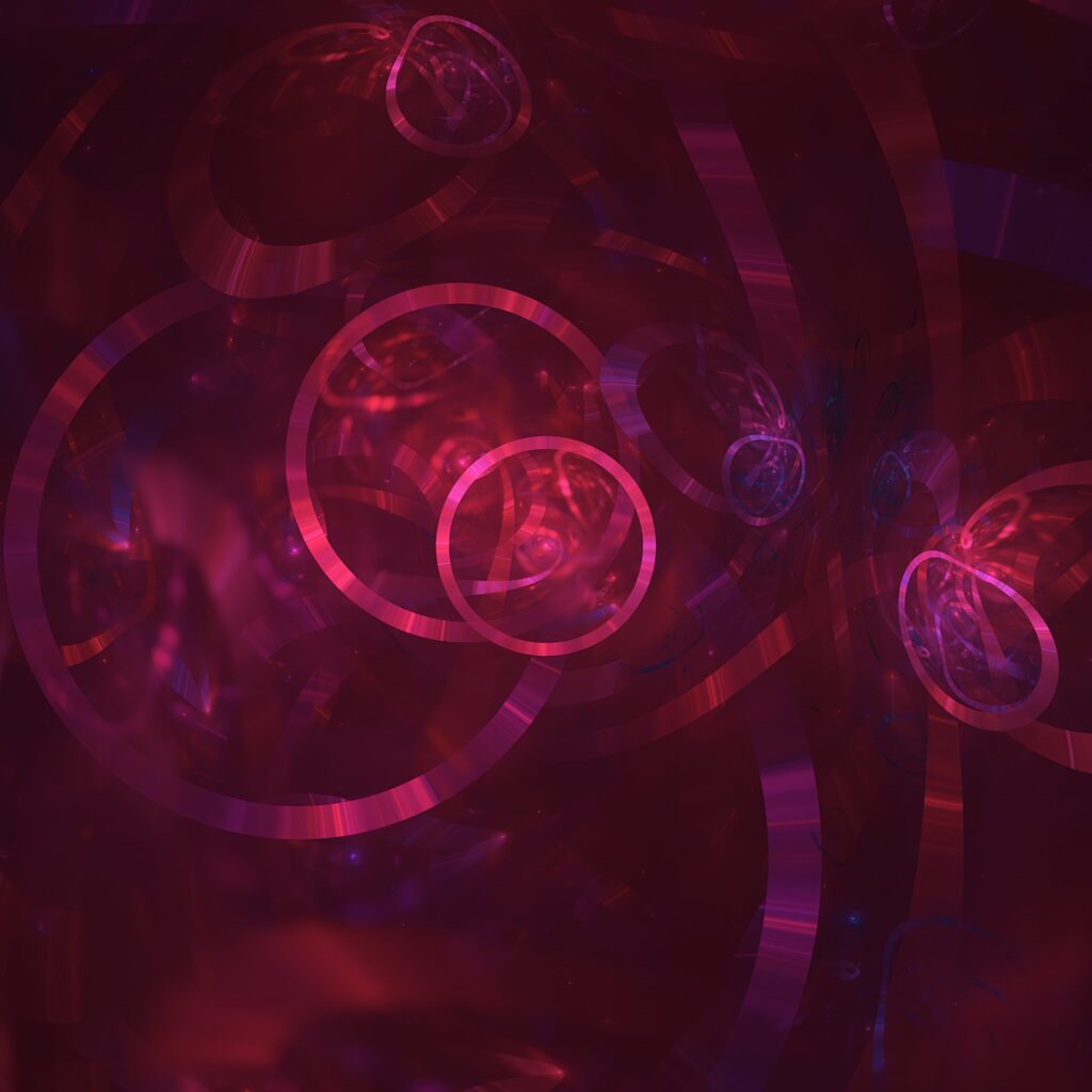 Intricate Red and Pink Fractal Wallpaper: Abstract Overlapping Circles