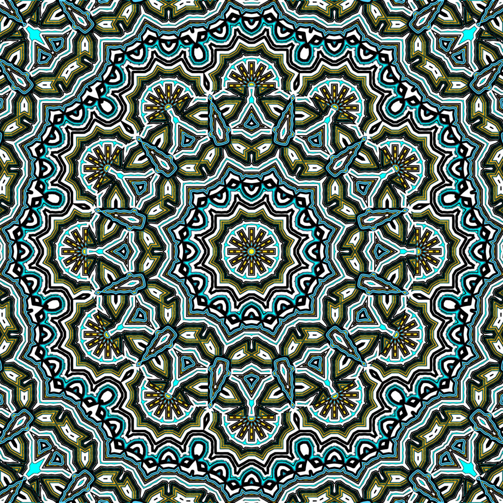 Intricate Fractal Circles Wallpaper in Teal, Green, and Beige