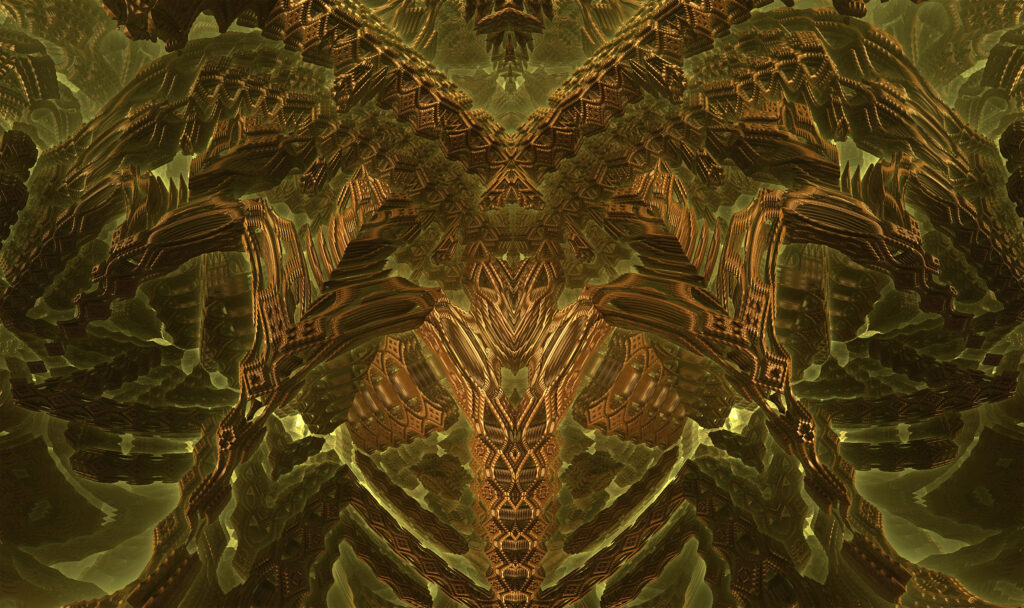 Intricate Fractal Wallpaper: Warm Earthy Tones & Symmetrical Design