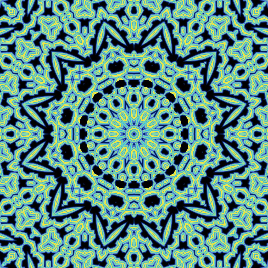 Intricate Fractal Wallpaper: Bold Colors & Circular Geometric Motifs