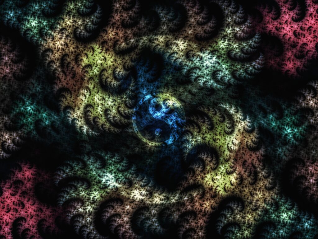Vibrant Fractal Wallpaper with Yin-Yang Design - 4000x3000 Background