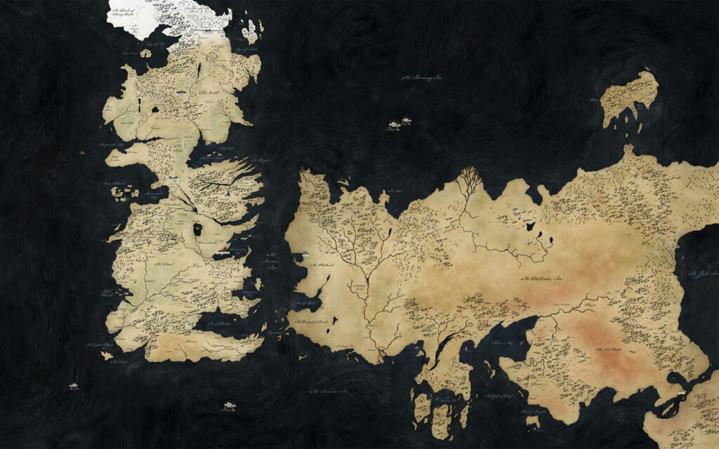 Intricate Game of Thrones Map Wallpaper: Dark Westeros & Essos Theme
